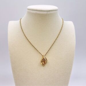Dior Gold Plated Necklace with with Rhinestones on Pendant